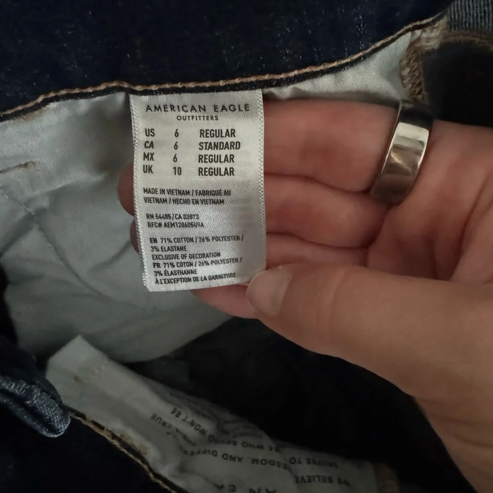 American Eagle Dark Frayed Hem Jeans